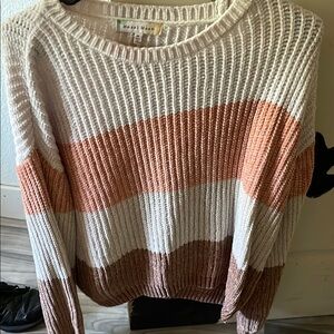 Women's Striped Sweater - Pink, White, and Tan